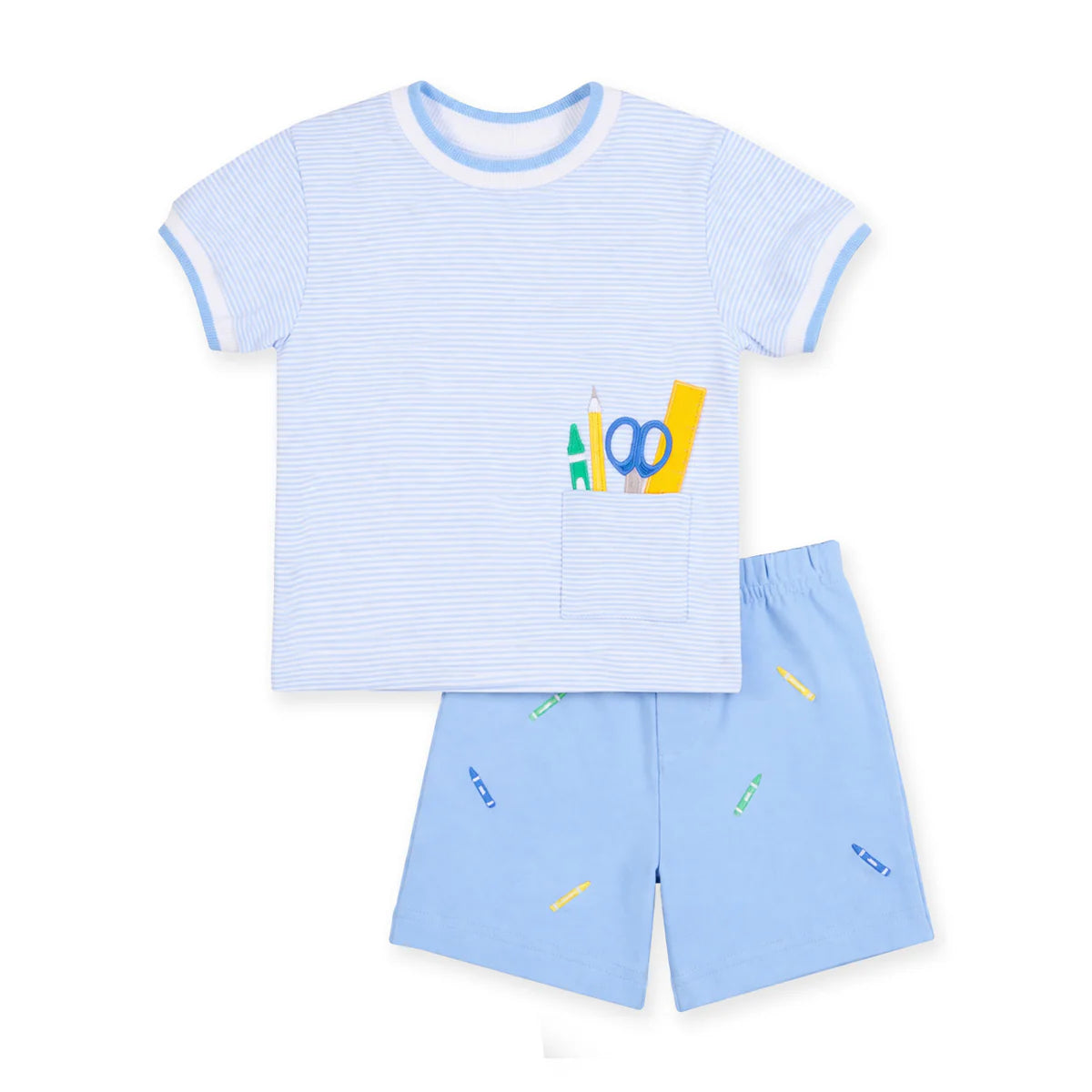 Florence Eiseman Boy's Knit Short Set with School Supplies