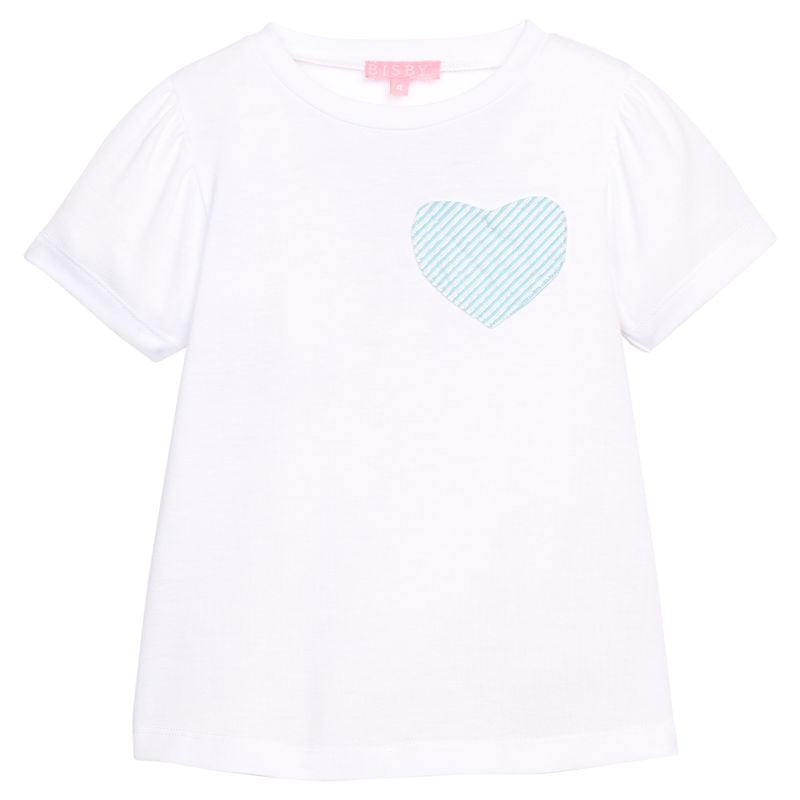Bisby Essential Tee- Aqua Seersucker Heart