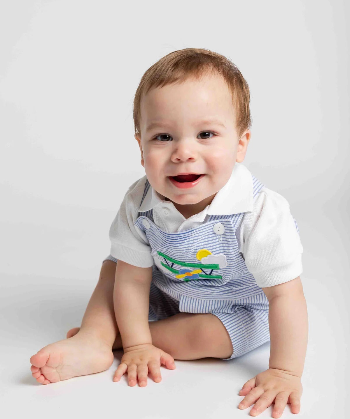 Seersucker Shortall With Airplane