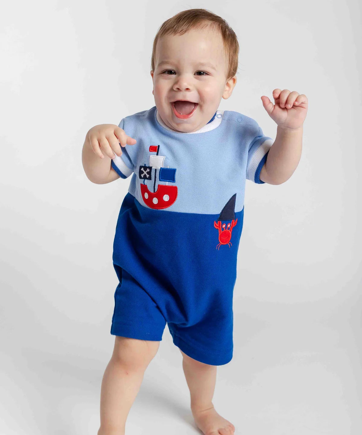 Knit Shortall With Pirate Ship and Crab