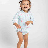 Floral Print One Piece Rashguard With Bow