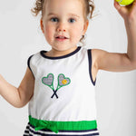 Florence Eiseman Stripe Knit Dress With Tennis Rackets