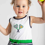 Florence Eiseman Stripe Knit Dress With Tennis Rackets
