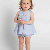 Multicolor Seersucker Dress and Bloomers