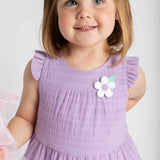 Crinkle Lawn Dress With Flower