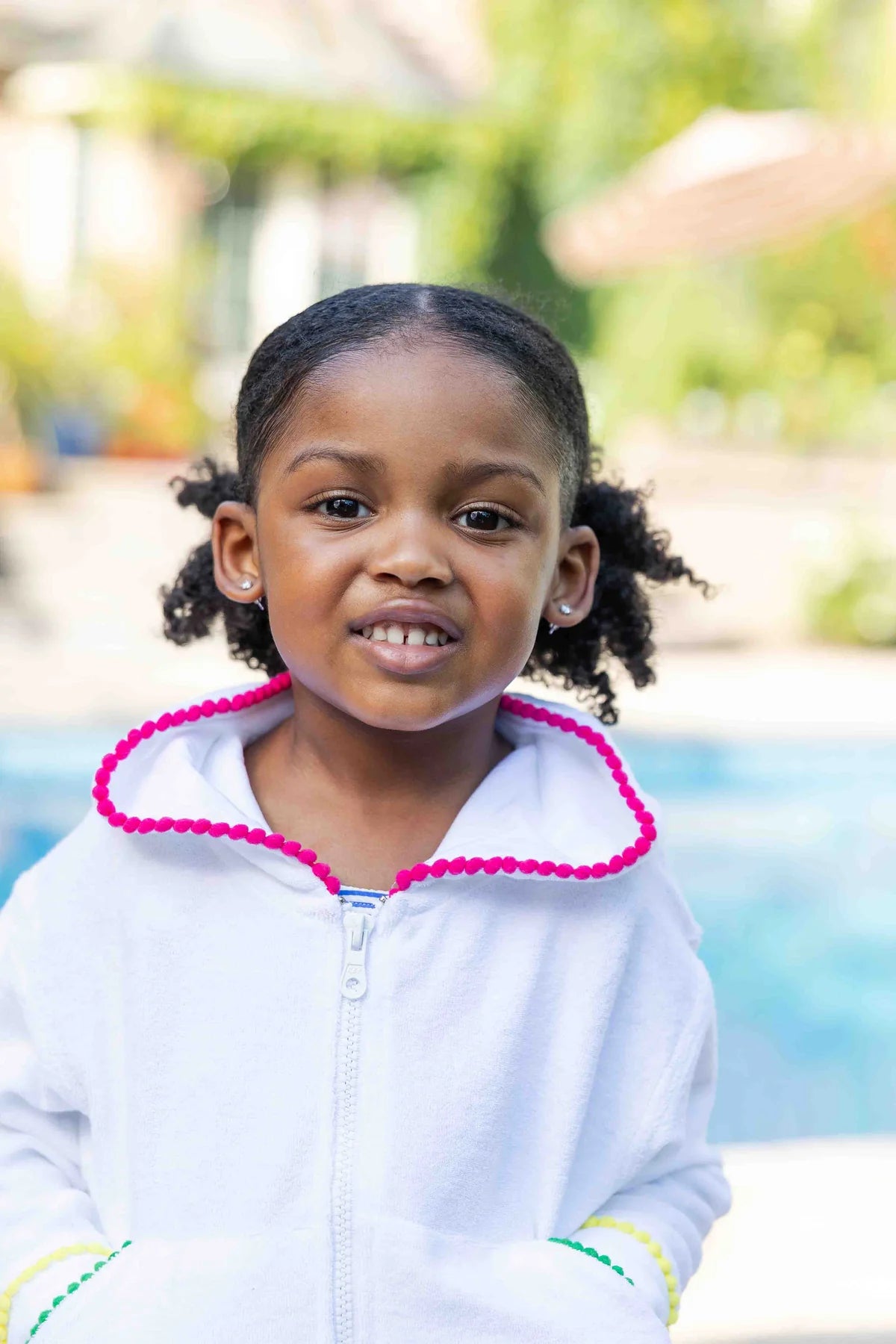 Florence Eiseman Terry Hoodie With Pom Poms