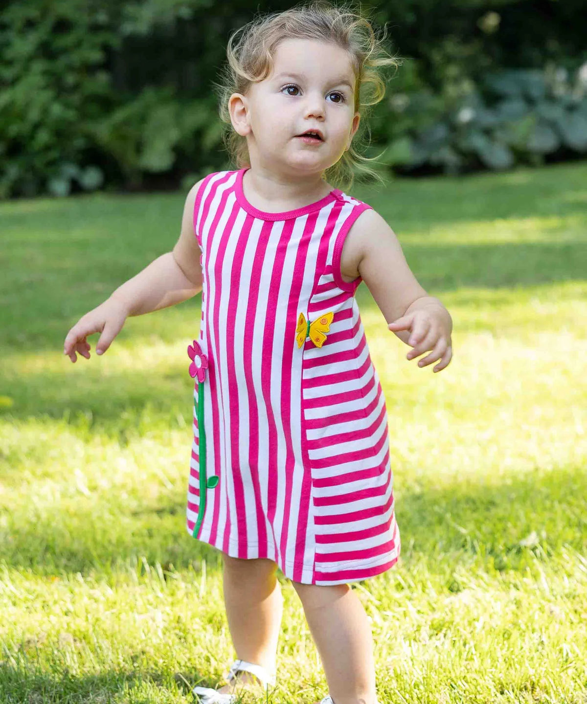 Stripe Knit Dress With Flower