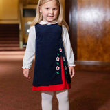 Florence Eiseman Knit Long Sleeve Blouse With Red Picot