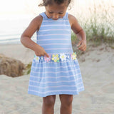 Stripe Knit Dress With Multicolor Flowers