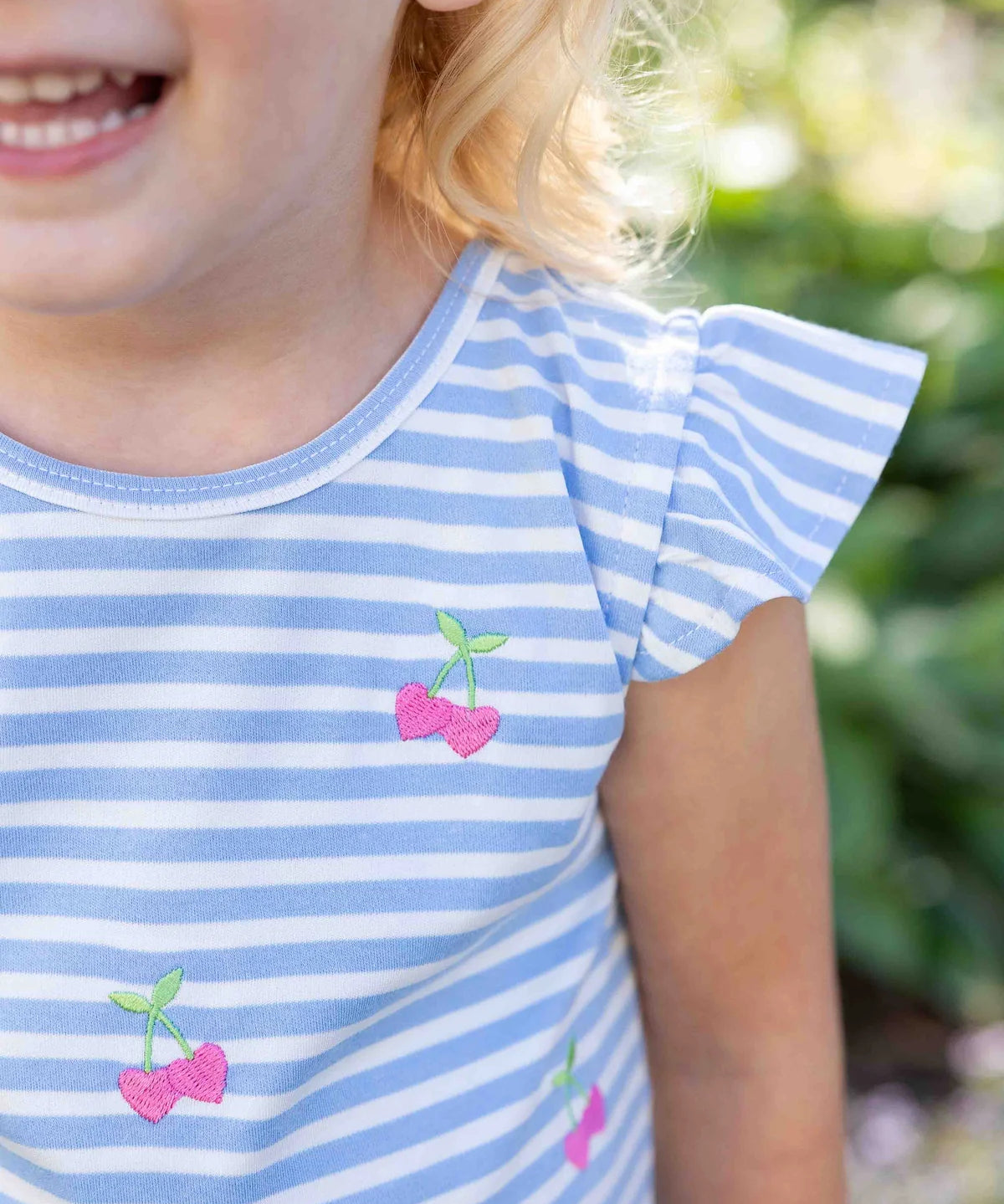 Knit Short Set With Embroidered Heart Cherries