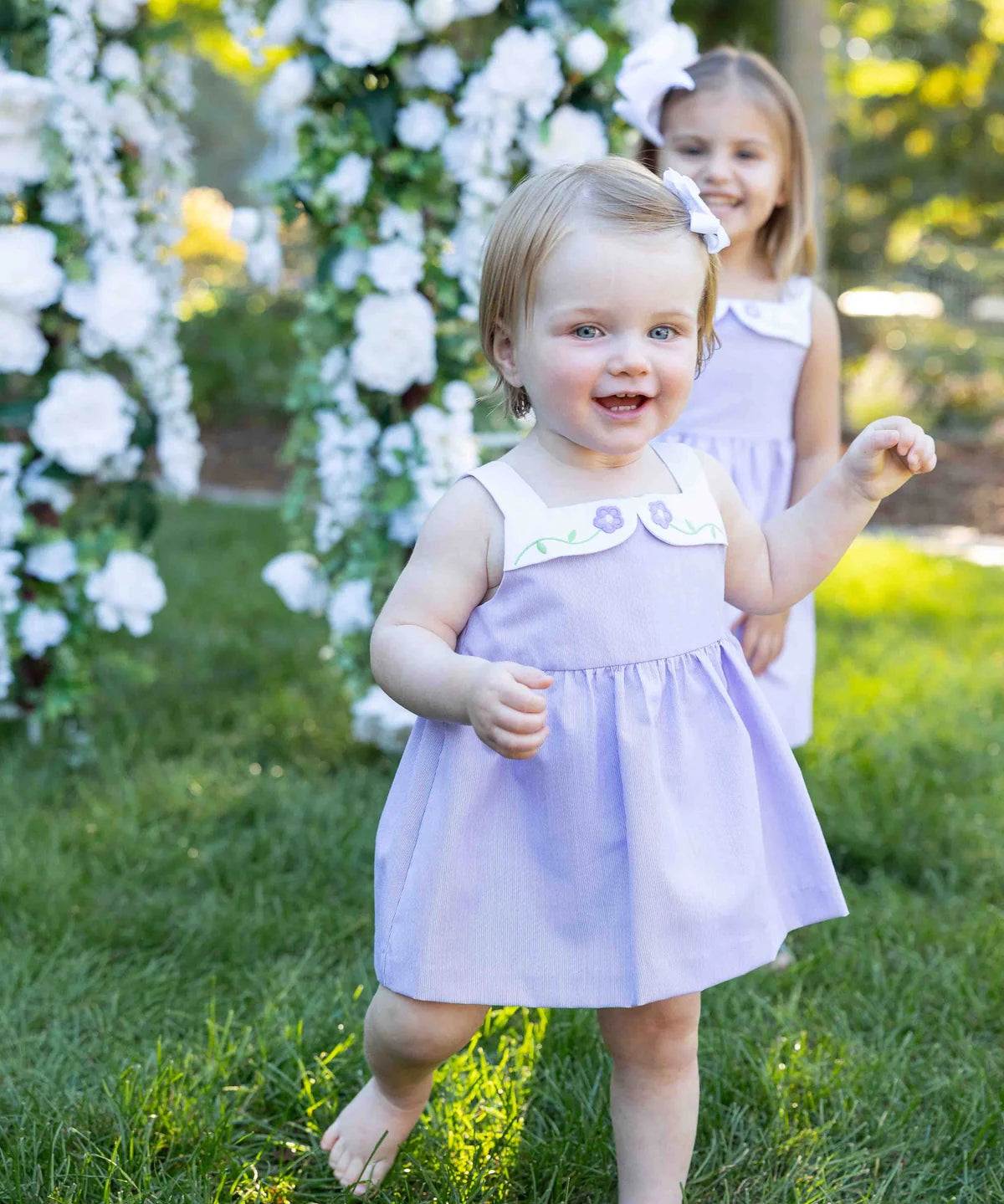Pincord Romper With Flowers