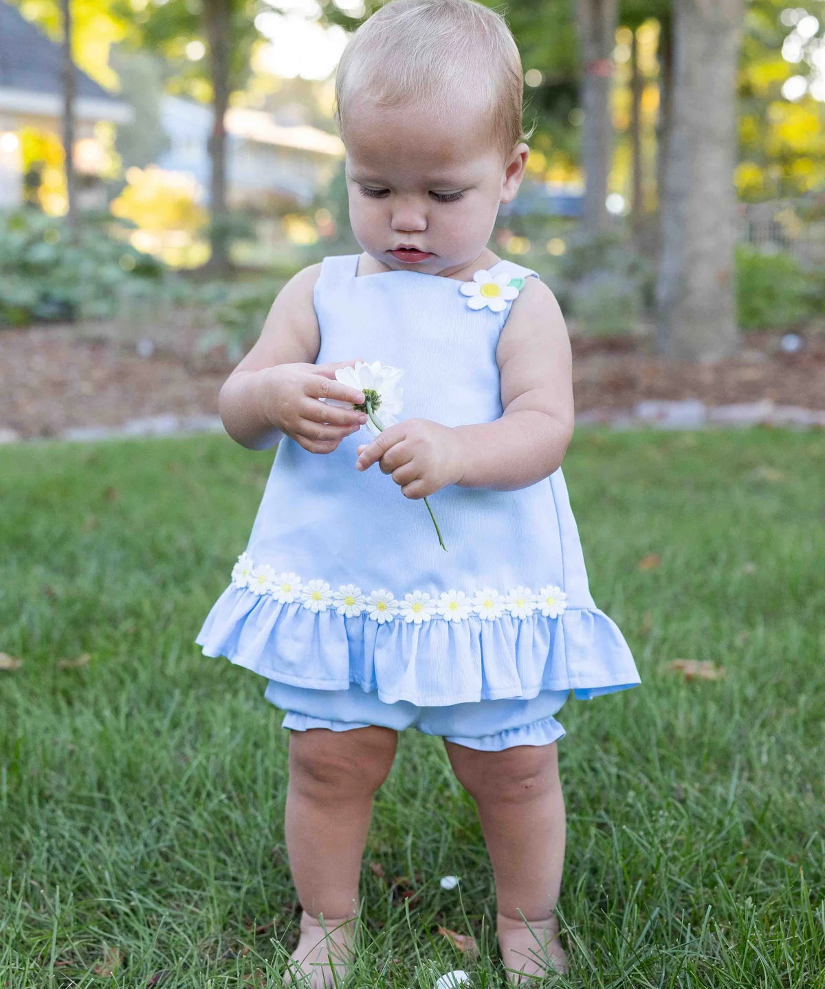 Pique Dress and Bloomers With Daisies
