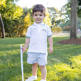 Check Seersucker Short With Embroidered Golf Clubs