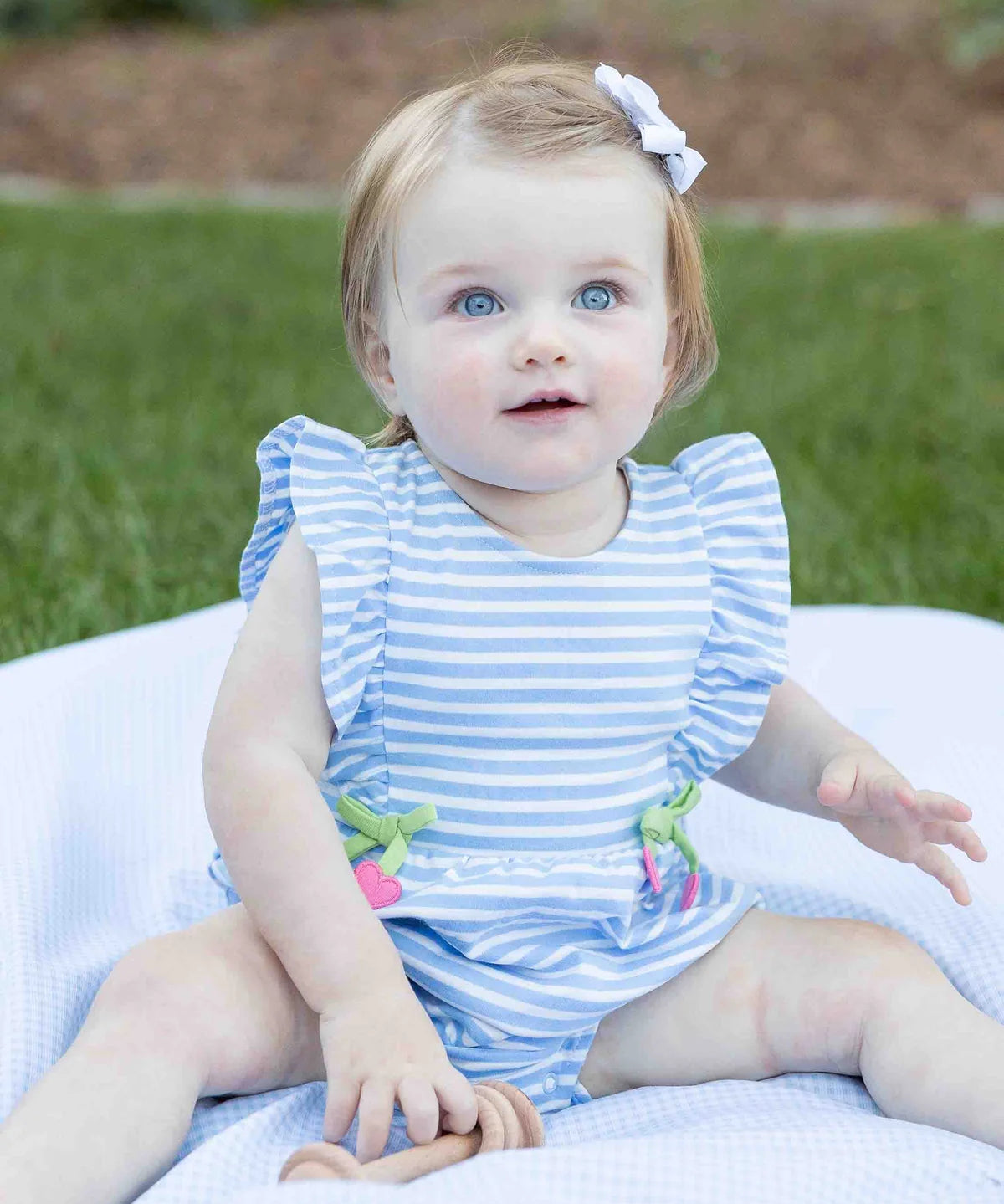 Stripe Knit Romper With Heart Cherries