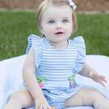 Stripe Knit Romper With Heart Cherries
