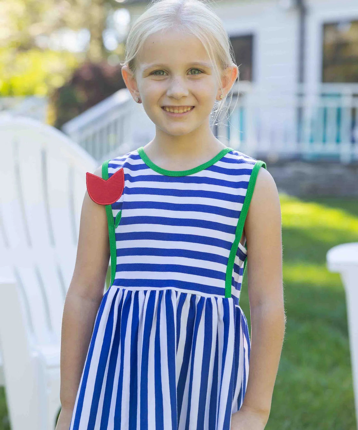 Florence Eiseman Stripe Knit Dress With Tulip