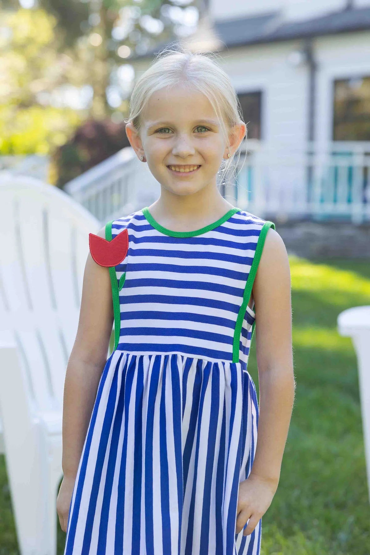 Florence Eiseman Stripe Knit Dress With Tulip