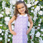 Florence Eiseman Purple Printed Pique Dress With Flowers