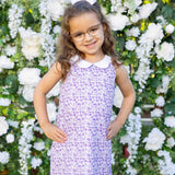 Florence Eiseman Purple Printed Pique Dress With Flowers