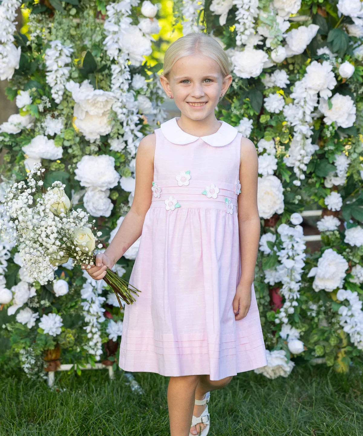 Linen-Look Dress With Flowers