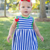 Stripe Knit Romper With Tulip