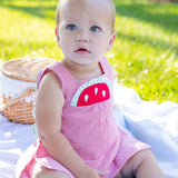 Check Seersucker Dress and Bloomers With Watermelon