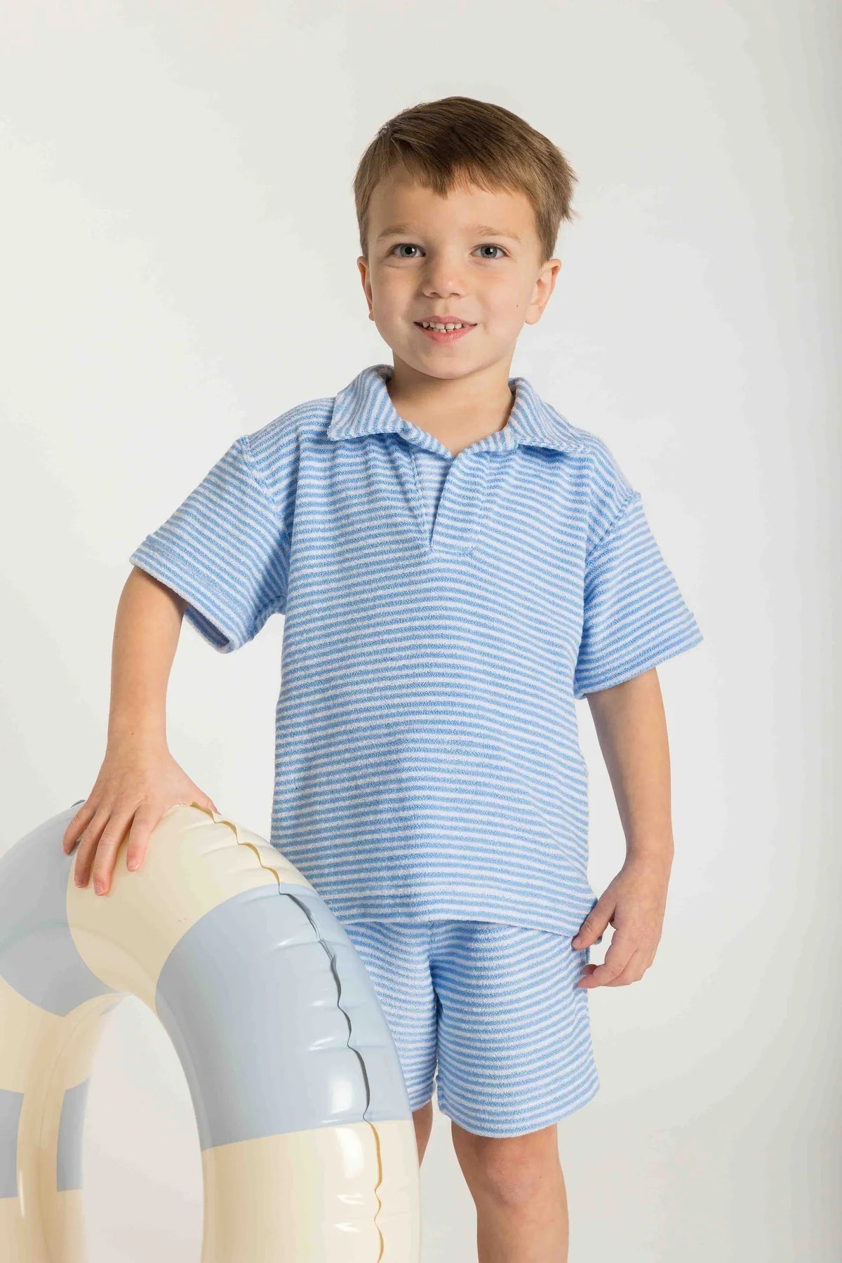 Blue Stripe Terry Polo