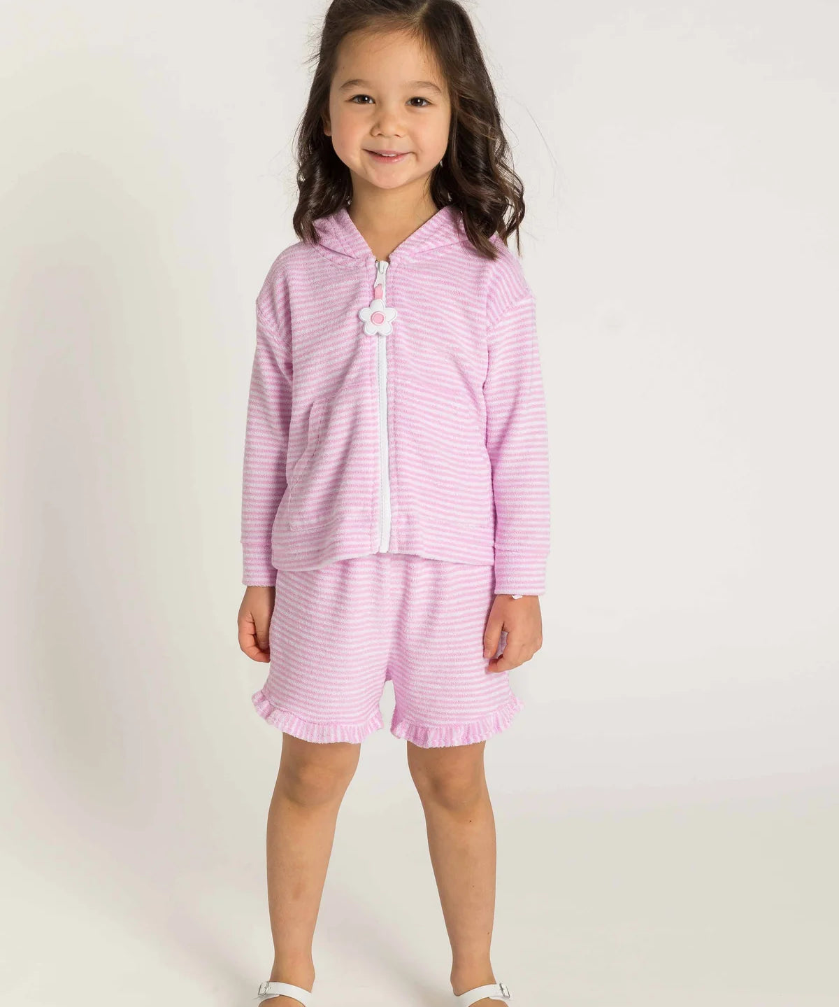 Pink Stripe Terry Shorts