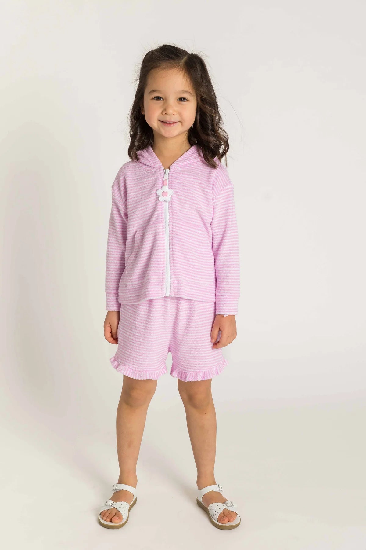 Pink Stripe Terry Shorts