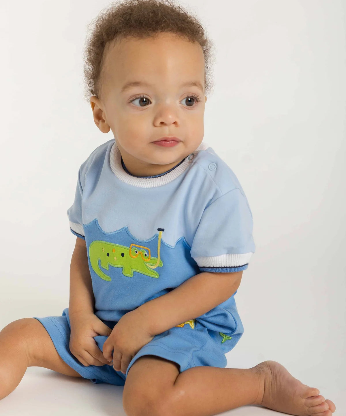 Knit Shortall With Scuba Alligator