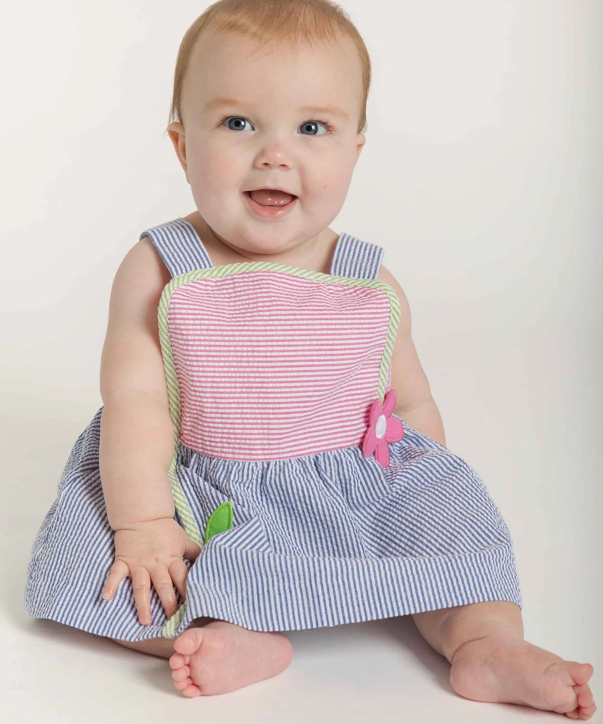 Seersucker Romper With Flower
