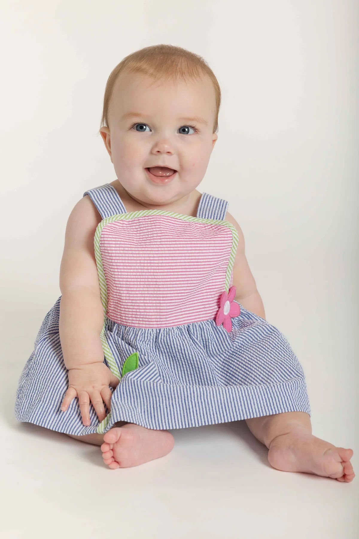 Seersucker Romper With Flower