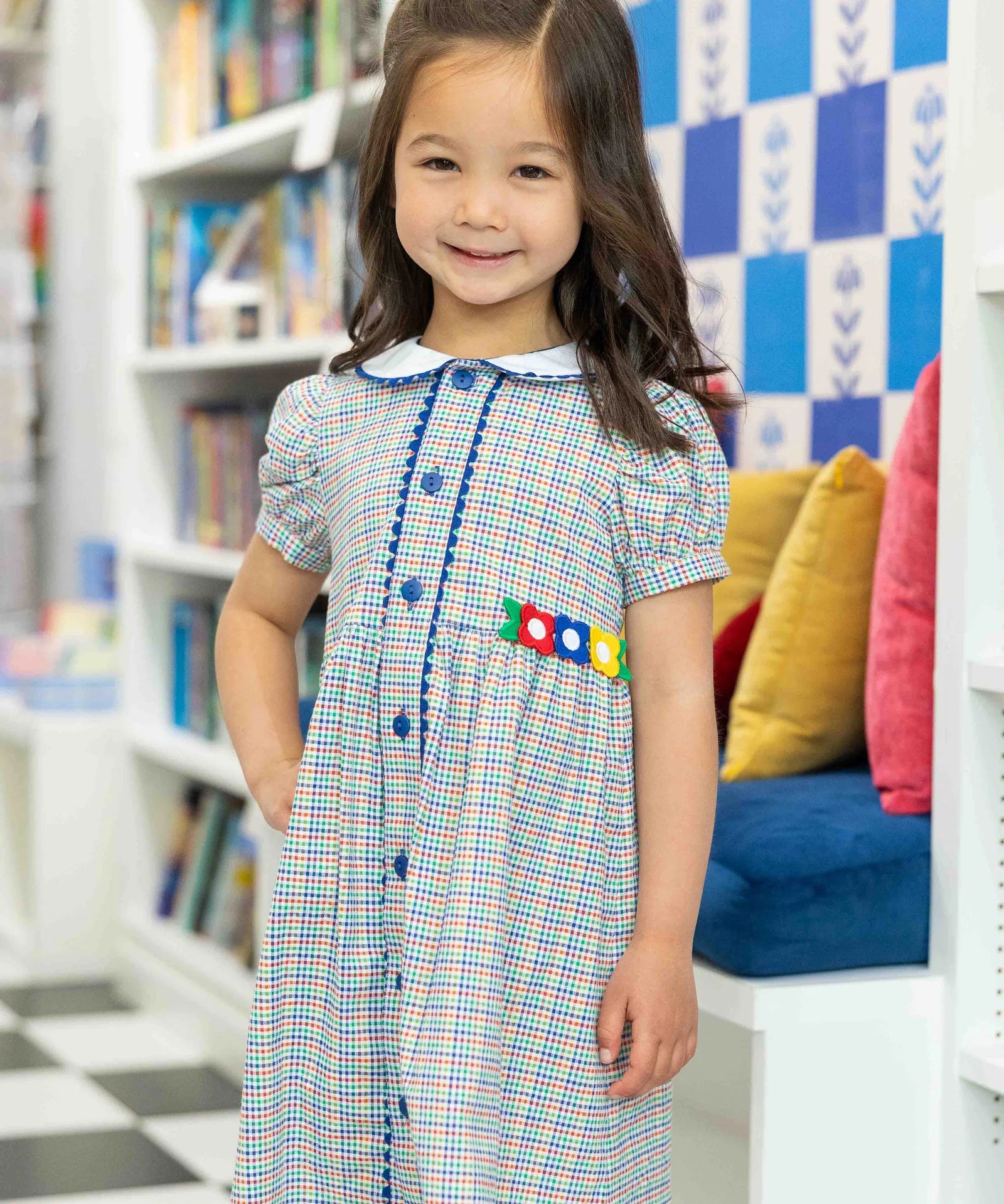 Florence Eiseman Plaid Dress with Flowers