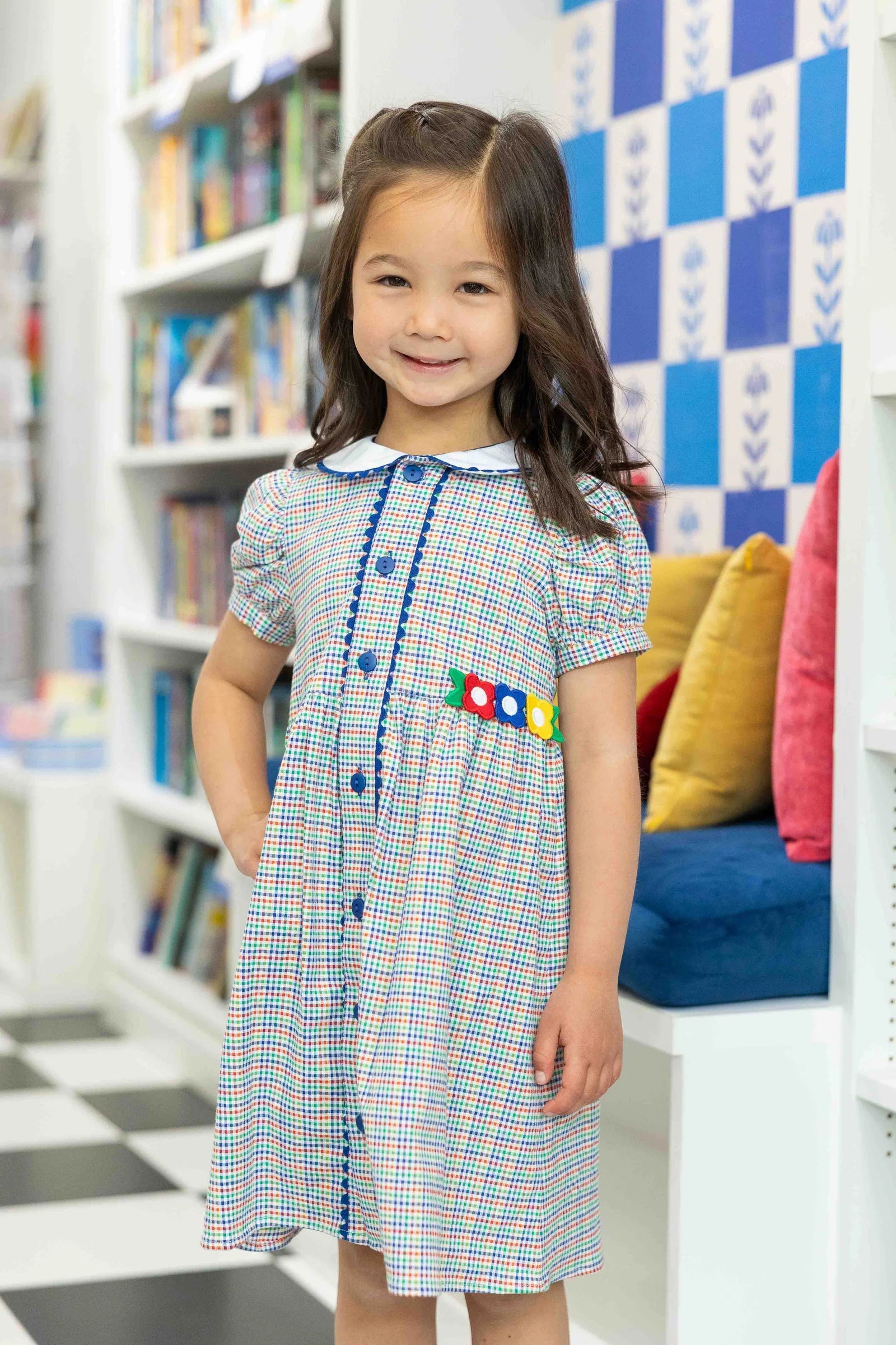 Florence Eiseman Plaid Dress with Flowers
