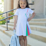 Florence Eiseman Stripe Knit Dress With Applique Crayons