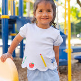 Florence Eiseman Girl's Knit Short Set with School Supplies