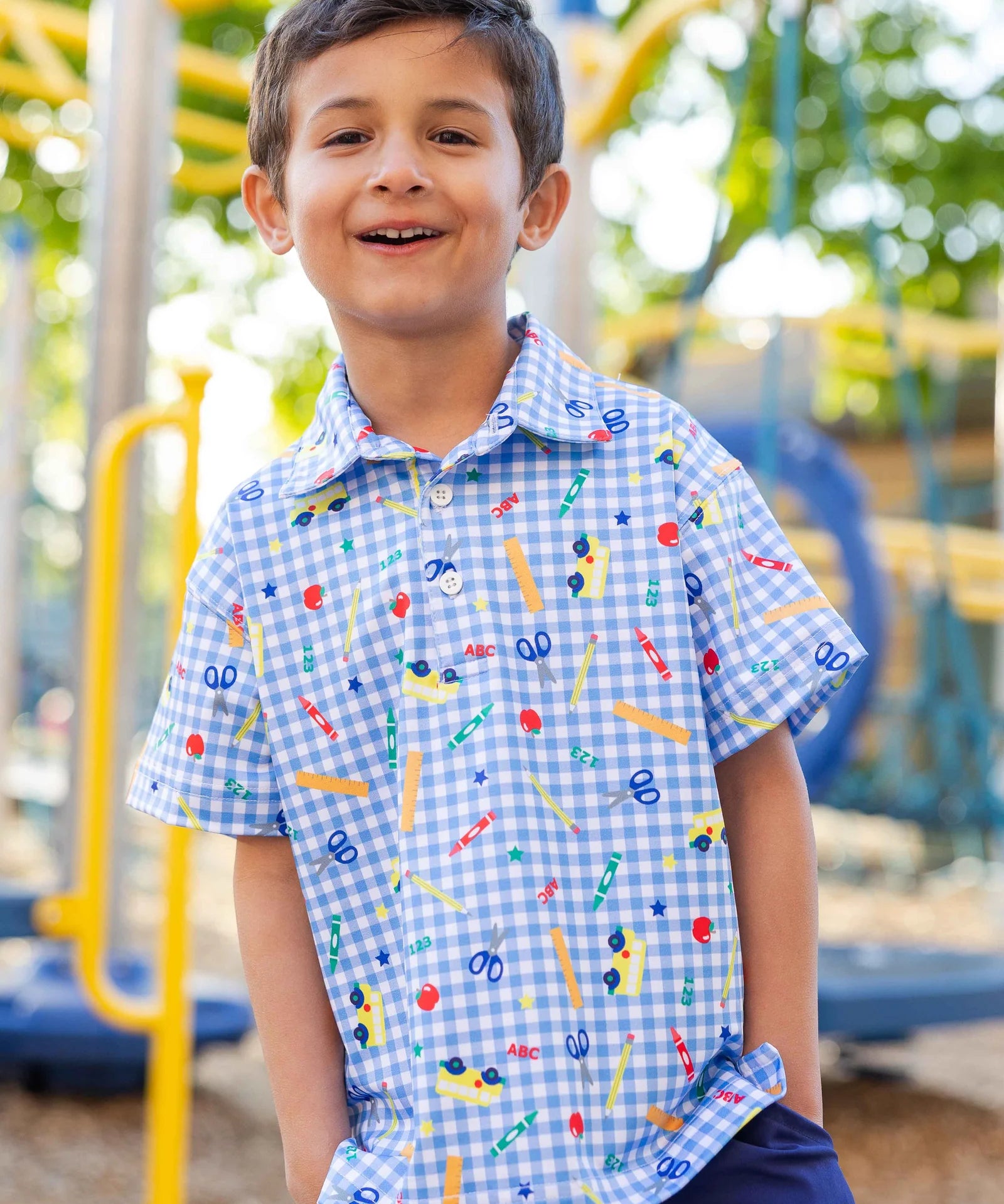 Florence Eiseman School Print Performance Knit Polo