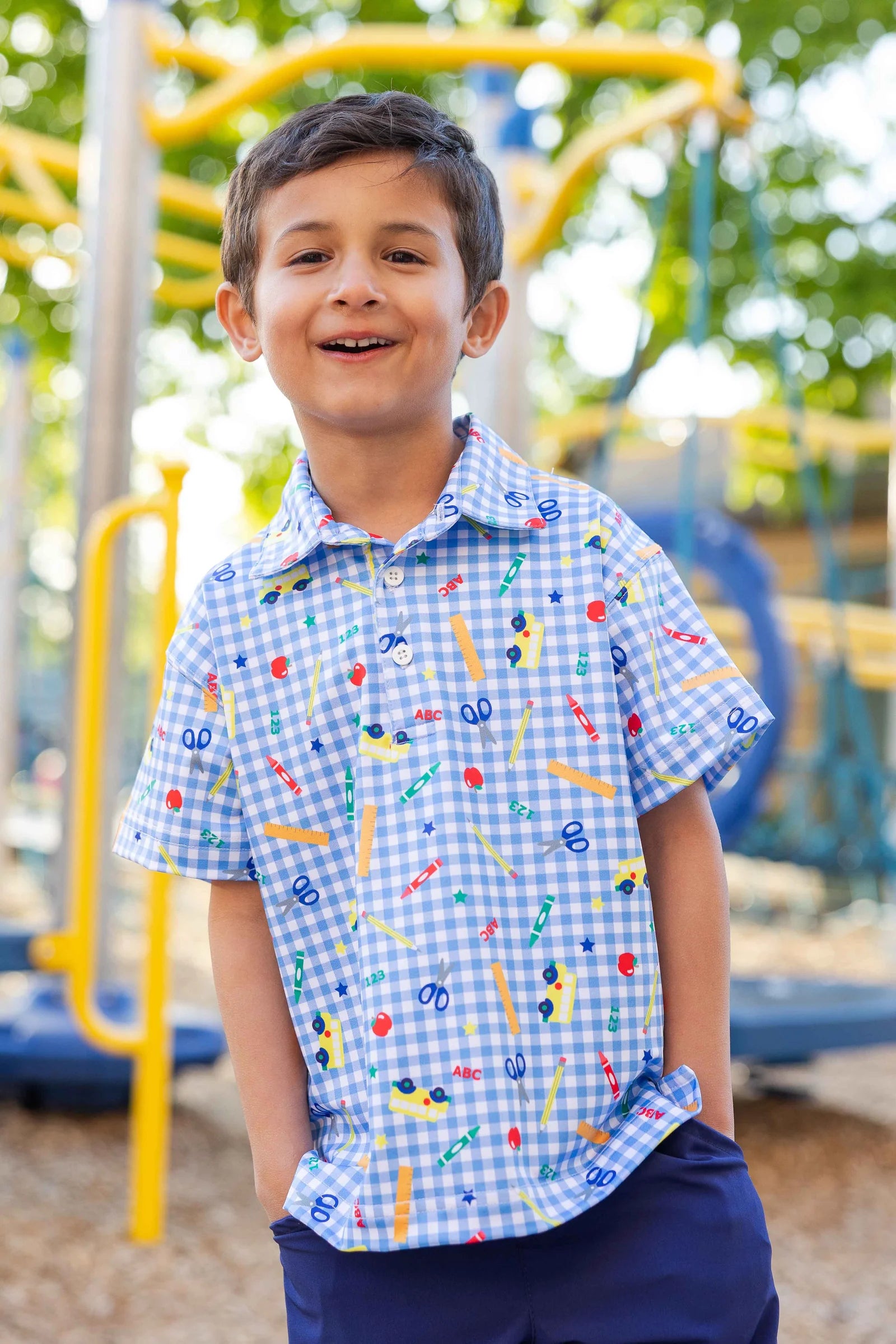Florence Eiseman School Print Performance Knit Polo