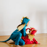 Jade Blue and Gold Dragon Costume