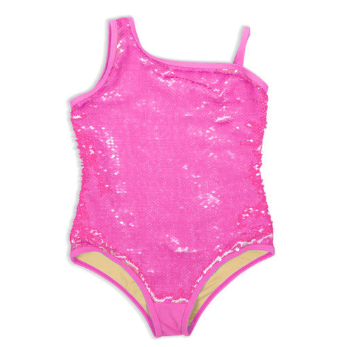 Shade Critters Sequin One Shoulder Swimsuit - Hot Pink