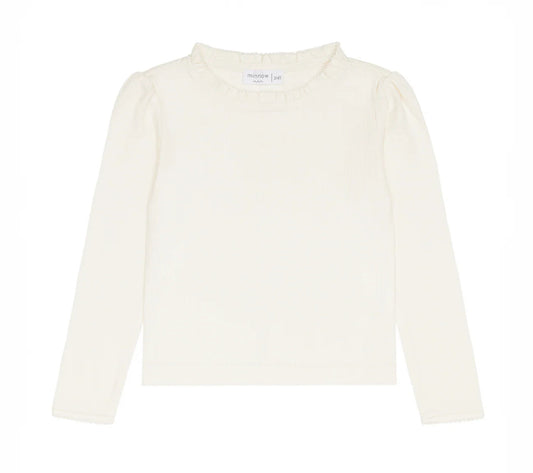 Minnow Cream Pointelle Long Sleeve Shirt