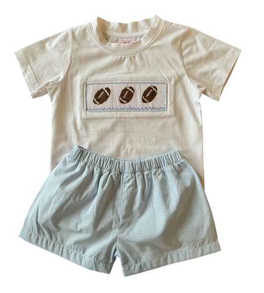 Shop Teeta Blue Gingham Football Short Set