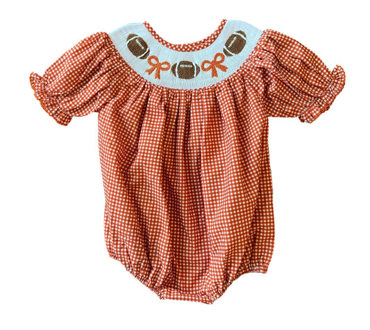 Shop Teeta Burnt Orange Gingham Football Hallie Bubble