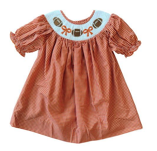 Shop Teeta Burnt Orange Gingham Football Dress