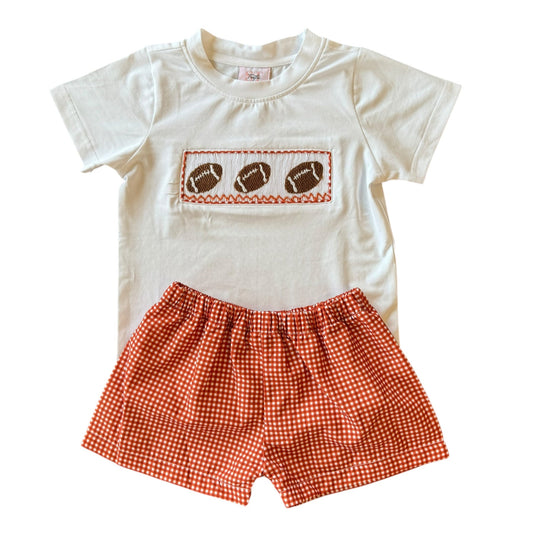 Shop Teeta Burnt Orange Gingham Football Short Set