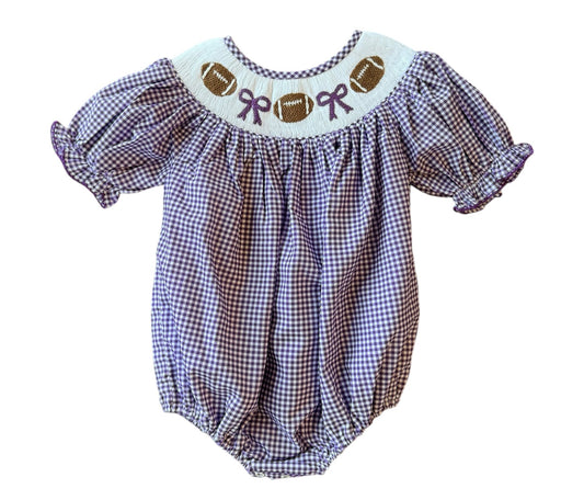 Shop Teeta Purple Gingham Football Hallie Bubble