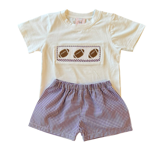 Shop Teeta Purple Gingham Football Short Set