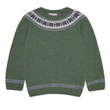 La Coqueta Olive Fair Isle Merino Kids Jumper