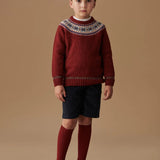 Merino Fair Isle Sweater - Dark Red