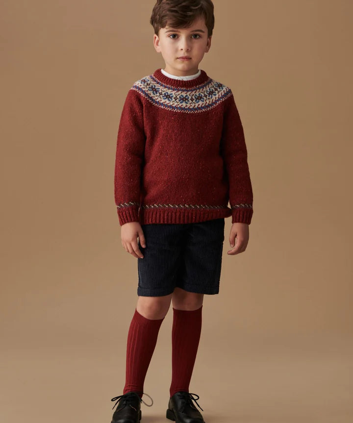 Merino Fair Isle Sweater - Dark Red